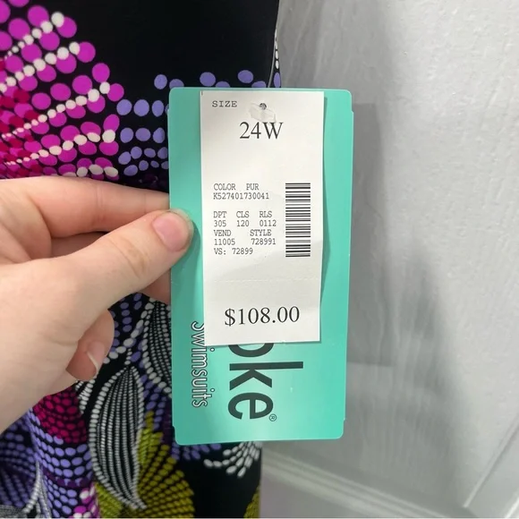 NWT Penbrooke Tankini Swimsuit Modest Size 24W Tropical - Picture 4 of 8